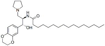 N-[(1R,2R)-2-(2,3-二氫-1,4-苯并二氧雜苯)-2-羥基-1-(1-吡咯烷基甲基)乙基]-棕櫚酰胺結(jié)構(gòu)式_245329-78-6結(jié)構(gòu)式