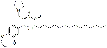 N-[(1R,2R)-2-(3,4-二氫-2H-1,5-苯并二噁英-7-基)-2-羥基-1-(1-吡咯烷甲基)乙基]-十六酰胺結(jié)構(gòu)式_245329-79-7結(jié)構(gòu)式