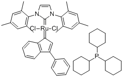 三環(huán)己基膦[1,3-二(2,4,6-三甲苯基)咪唑-2-亞基][3-苯基-1H-茚-1-亞基]二氯化釕(II)結(jié)構(gòu)式_254972-49-1結(jié)構(gòu)式