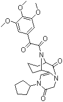 2-環(huán)戊基-8,9,10,11-四氫-12-[2-氧代-2-(3,4,5-三甲氧基苯基)乙?；鵠-7,11-亞氨基-2H-吡嗪并[1,2-A]氮雜環(huán)辛四烯-3,6(4H,7H)-二酮結(jié)構(gòu)式_255910-29-3結(jié)構(gòu)式