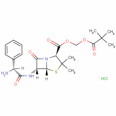 (Pivaloyloxy)Methyl [2S-[2alpha,5alpha,6beta(S*)]]-6-(2-Amino-2-Phenylacetamido)-3,3-Dimethyl-7-Oxo-4-Thia-1-Azabicyclo[3.2.0]Heptane-2-Carboxylate Monohydrochloride Structure,26309-95-5Structure