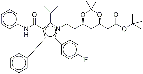 (6-{2-[3-(4-Phenylcarbamoyl)-5-(4-fluoro-phenyl)-2-isopropyl- 4-phenyl-d5-pyrrol-1-yl]-ethyl}-2,2-dimethyl-[1,3]-dioxane-4-yl)-acetic Acid, tert-Butyl Ester Structure,265989-34-2Structure