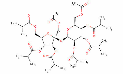 6-O-乙?；?1,3,4-三-O-(2-甲基-1-氧代丙基)-beta-D-果糖呋喃糖基-alpha-D-吡喃葡萄糖苷6-乙酸酯2,3,4-三(2-甲基丙酸酯)結(jié)構(gòu)式_27216-37-1結(jié)構(gòu)式