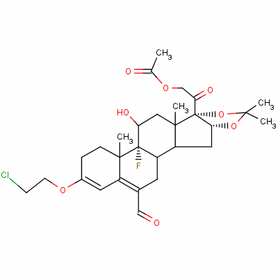 (11b,16a)-21-(乙酰氧基)-3-(2-氯乙氧基)-9-氟-11-羥基-16,17-[(1-甲基乙亞基)二(氧基)]-20-氧代-孕甾-3,5-二烯-6-甲醛結(jié)構(gòu)式_2825-60-7結(jié)構(gòu)式