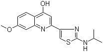 2-(2-異丙基氨基-4-噻唑)-7-甲氧基喹啉-4-醇結(jié)構(gòu)式_300831-05-4結(jié)構(gòu)式