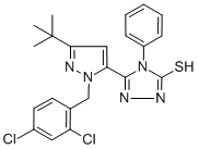 5-[3-(Tert-butyl)-1-(2,4-dichlorobenzyl)-1h-pyrazol-5-yl]-4-phenyl-4h-1,2,4-triazole-3-thiol Structure,306937-09-7Structure