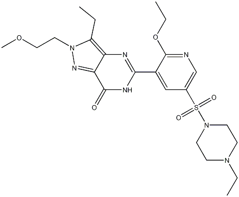 5-[2-乙氧基-5-(4-乙基哌嗪-1-基磺?；?吡啶-3-基]-3-乙基-2-(2-甲氧基乙基)-2,6-二氫-7h-吡唑并[4,3-d]嘧啶-7-酮結(jié)構(gòu)式_334826-98-1結(jié)構(gòu)式