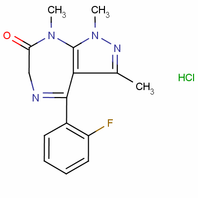 4-(2-Fluorophenyl)-6,8-dihydro-1,3,8-trimethylpyrazolo[3,4-e][1,4]diazepin-7(1h)-one monohydrochloride Structure,33754-49-3Structure