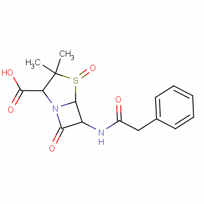 [2S-(2alpha,4beta,5alpha,6beta)]-3,3-dimethyl-7-oxo-6-(phenylacetamido)-4-thia-1-azabicyclo[3.2.0]heptane-2-carboxylic acid 4-oxide Structure,34104-15-9Structure