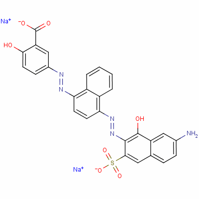 Benzoic acid, 5-[[4-[(7-amino-1-hydroxy- 3-sulfo-2-naphthalenyl)azo]-1-naphthalenyl]azo]-2 -hydroxy-, disodium salt Structure,3442-21-5Structure