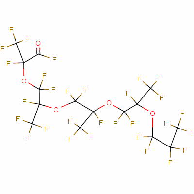 Perfluoro-2,5,8,11-tetramethyl-3,6,9,12-tetraoxapentadecanoyl fluoride Structure,34761-47-2Structure