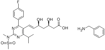 6-Heptenoic acid, 7-[4-(4-fluorophenyl)-6-(1-methylethyl)-2-[methyl(methylsulfonyl)amino]-5-pyrimidinyl]-3,5-dihydroxy-, compd. with benzenemethanamine (1:1), (3R,5S,6E)- Structure,355806-11-0Structure