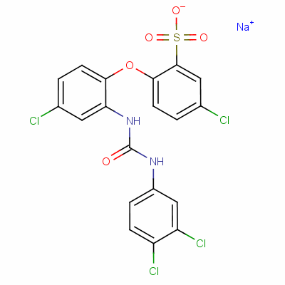 Benzenesulfonic acid, 5-chloro-2-[4-chloro-2-[[[(3,4-dichlorophenyl)amino]carbonyl]amino]phenoxy ]-, monosodium salt Structure,3567-25-7Structure