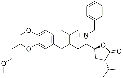 2(3H)-furanone, dihydro-5-[(1s,3s)-3-[[4-methoxy-3-(3-methoxypropoxy)phenyl]methyl]-4-methyl-1-[(phenylmethyl)amino]pentyl]-3-(1-methylethyl)-, (3s,5s)- Structure,361460-40-4Structure