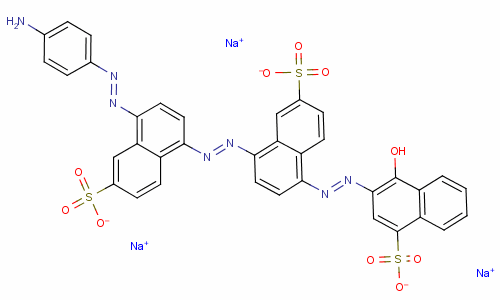 1-Naphthalenesulfonic acid, 3-[[4-[[4-[(4-aminophenyl) azo]-6-sulfo-1-naphthalenyl]azo]-6-sulfo-1-naphthalenyl ]azo]-4-hydroxy-, trisodium salt Structure,3626-40-2Structure