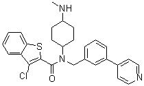 3-氯-N-[4-(甲基氨基)環(huán)己基]-N-[[3-(4-吡啶基)苯基]甲基]-苯并[B]噻吩-2-甲酰胺結(jié)構(gòu)式_364590-63-6結(jié)構(gòu)式