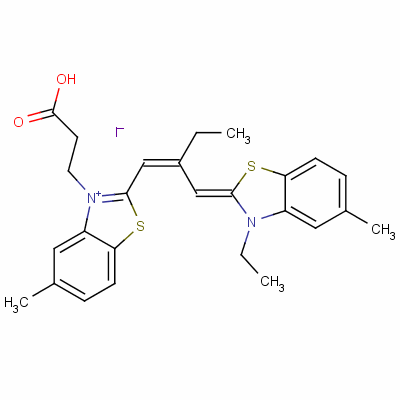 3-[2-[(E)-2-[(Z)-(3-乙基-5-甲基-1,3-苯并噻唑-2-亞基)甲基]丁-1-烯基]-5-甲基-2H-1,3-苯并噻唑-1-鎓-3-基]丙酸碘化物結(jié)構(gòu)式_37422-04-1結(jié)構(gòu)式