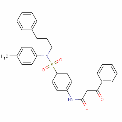 3-氧代-3-苯基-n-[4-[n-(3-苯基丙基)-n-(對甲苯)氨磺?；鵠苯基]丙酰胺結(jié)構式_38219-91-9結(jié)構式