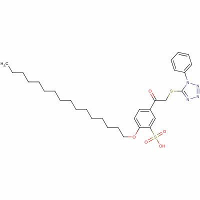 2-(Hexadecyloxy)-5-[[(1-phenyl-1h-tetrazol-5-yl)thio]acetyl ]benzenesulphonic acid Structure,38407-79-3Structure