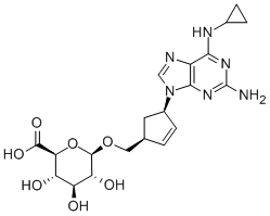 (3S,4S,5S,6R)-6-[[(1S,4R)-4-[2-氨基-6-(環(huán)丙基氨基)嘌呤-9-基]-2-環(huán)戊烯-1-基]甲氧基]-3,4,5-三羥基-四氫吡喃-2-羧酸結(jié)構(gòu)式_384329-76-4結(jié)構(gòu)式