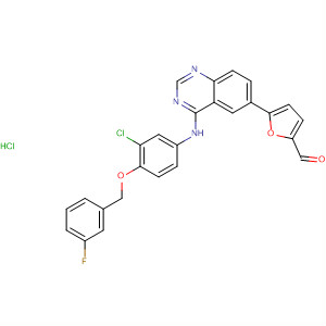 5-(4-((3-Chloro-4-((3-fluorobenzyl)oxy)phenyl)amino)quinazolin-6-yl)furan-2-carbaldehydehydrochloride Structure,388082-76-6Structure