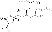 AK-12	(3S)-5-((1R,3S)-1-溴-3-(4-甲氧基-3-(3-甲氧基丙氧基)芐基)-4-甲基戊基)-3-異丙基二氫呋喃-2(3H)-酮結(jié)構(gòu)式_393108-57-1結(jié)構(gòu)式