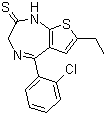 (E)-5-(2-chlorophenyl)-7-ethyl-1h-thieno[2,3-e][1,4]diazepine-2(3h)-thione Structure,40054-40-8Structure