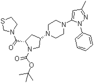 (2s,4s)-4-[4-(3-甲基-1-苯基-1H-吡唑-5-基)-1-哌嗪]-2-(3-噻唑啉基羰基)-1-吡咯烷羧酸, 1,1-二甲基乙酯結構式_401566-80-1結構式