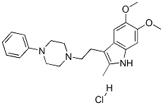 5,6-Dimethoxy-2-methyl-3-[2-(4-phenyl-1-piperazinyl)ethyl]-1H-indole hydrochloride Structure,40523-01-1Structure