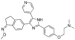 5-(2-(4-(2-(二甲基氨基)乙氧基)苯基)-5-(吡啶-4-基)-1H-咪唑-4-基)-2,3-二氫-1H-茚-1-酮o-甲基肟結構式_405554-85-0結構式