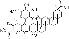 Alpha-d-glucopyranosiduronic acid, (3beta,20beta)-20-carboxy-11-oxo-30-norolean-12-en-3-yl 2-o-beta-d-glucopyranuronosyl-, monopotassium salt Structure,42294-03-1Structure