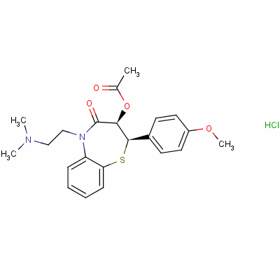 (2R-順式)-3-乙酰氧基-5-[2-(二甲基氨基)乙基]-2,3-二氫-2-(4-甲氧基苯基)-1,5-苯并硫氮雜卓-4(5H)-酮單鹽酸鹽結(jié)構(gòu)式_42399-54-2結(jié)構(gòu)式