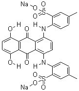 Benzenesulfonic acid, 2,2-[(9,10-dihydro-5,8-dihydroxy- 9,10-dioxo-1,4-anthracenediyl)diimino]bis [5-methyl-, disodium salt Structure,4430-16-4Structure