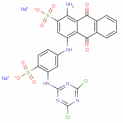 1-氨基-4-[[3-[(4,6-二氯-1,3,5-噻嗪-2-基)氨基]-4-硫苯基]氨基]-9,10-二氫-9,10-二氧代-2-蒽磺酸二鈉結(jié)構(gòu)式_4499-01-8結(jié)構(gòu)式