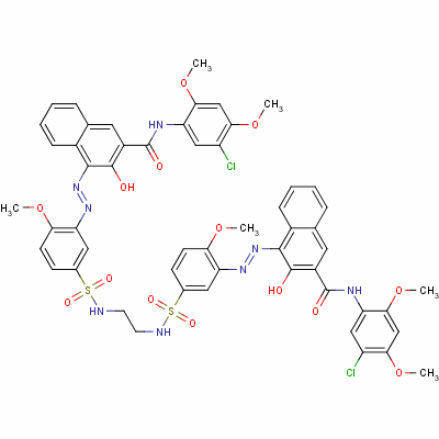 4,4-[1,2-乙烷二基雙[亞氨基磺?；? 6-甲氧基-3,1-亞苯基)氮雜]]雙[n-(5-氯-2,4-二甲氧基苯基)-3-羥基-2-萘羧酰胺結(jié)構(gòu)式_4627-26-3結(jié)構(gòu)式