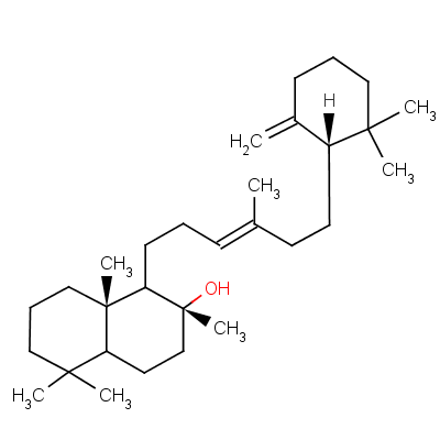 2-Naphthalenol, 1-[6-(2,2-dimethyl-6-methylenecyclohexyl)-4-methyl-3-hexenyl]decahydro-2,5 ,5,8a-tetramethyl-, [1r-[1??[e(s)],2,4a,8a??]]- Structure,473-03-0Structure