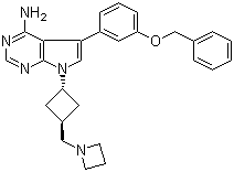 7-[反式-3-(1-氮雜環(huán)丁烷甲基)環(huán)丁基]-5-[3-(苯甲氧基)苯基]-7H-吡咯[2,3-d]嘧啶-4-胺結(jié)構(gòu)式_475488-34-7結(jié)構(gòu)式