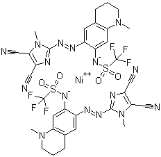 雙[N-[6-[2-(4,5-二氰基-1-甲基-1H-咪唑-2-基-N3)二氮烯基-N1]-1,2,3,4-四氫-1-甲基-7-喹啉基]-1,1,1-三氟甲磺酰胺-N]-鎳結(jié)構(gòu)式_494197-74-9結(jié)構(gòu)式