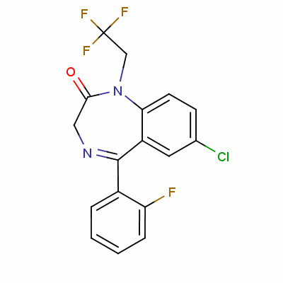 7-Chloro-5-(2-fluorophenyl)-1,3-dihydro-1-(2,2,2-trifluoroethyl)-2h-1,4-benzodiazepin-2-one Structure,49606-44-2Structure