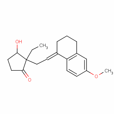 [2R-[2alpha(e),3beta]]-2-[2-(3,4-二氫-6-甲氧基-1(2H)-萘)乙基]-2-乙基-3-羥基環(huán)戊烷-1-酮結(jié)構(gòu)式_51773-49-0結(jié)構(gòu)式