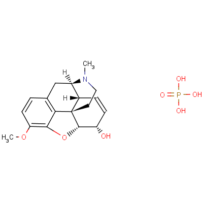 Morphinan-6-ol, 7,8-didehydro-4,5-epoxy-3-methoxy-17-methyl-, (5??,6??)-, phosphate (1:1) (salt) Structure,52-28-8Structure