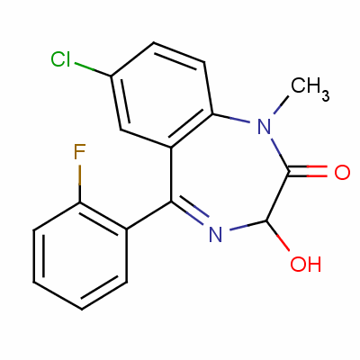 7-Chloro-5-(2-fluorophenyl)-1,3-dihydro-3-hydroxy-1-methyl-2h-1,4-benzodiazepin-2-one Structure,52391-89-6Structure