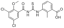 3-[[[(3,5-Dichloro-2-methoxybenzoyl)amino]thioxomethyl ]amino]-2-methyl-benzoic acid Structure,530134-45-3Structure