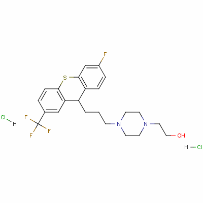 4-[3-[6-氟-2-(三氟甲基)-9h-噻噸-9-基]丙基]哌嗪-1-乙醇雙鹽酸鹽結(jié)構(gòu)式_53542-42-0結(jié)構(gòu)式