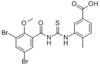 3-[[[(3,5-Dibromo-2-methoxybenzoyl)amino]thioxomethyl ]amino]-4-methyl-benzoic acid Structure,535954-59-7Structure