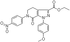 4,5,6,7-四氫-1-(4-甲氧基苯基)-6-(4-硝基苯基)-7-氧代-1H-吡唑并[3,4-C]吡啶-3-羧酸乙酯結(jié)構(gòu)式_536759-91-8結(jié)構(gòu)式