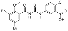 2-Chloro-5-[[[(3,5-dibromo-2-methoxybenzoyl)amino]thioxomethyl]amino]-benzoic acid Structure,536982-60-2Structure