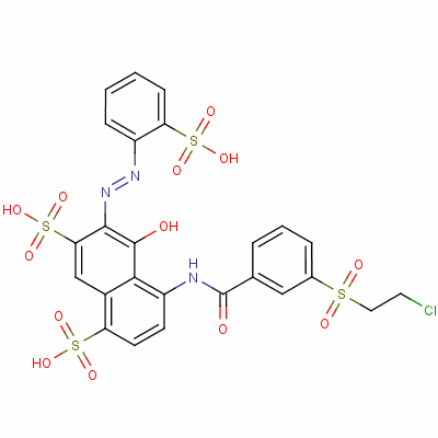 4-[[3-[(2-氯乙基)磺酰基]苯甲?；鵠氨基]-5-羥基-6-[(2-磺基苯基)偶氮]萘-1,7-二磺酸結(jié)構(gòu)式_54518-41-1結(jié)構(gòu)式