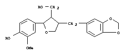 四氫-4-(1,3-苯并二氧雜環(huán)戊烯l-5-甲基)-2-(4-羥基-3-甲氧基苯基)-3-呋喃甲醇結(jié)構(gòu)式_54854-91-0結(jié)構(gòu)式