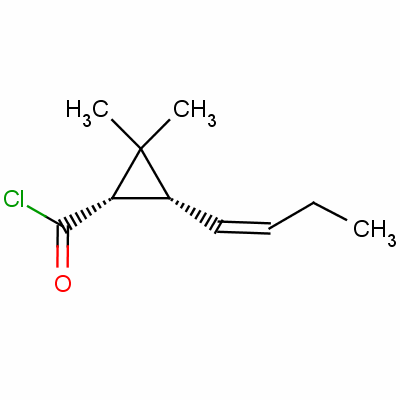 (1S-順式)-2,2-二甲基-3-(2-甲基-1-丙烯基)環(huán)丙烷羰酰氯結構式_56650-12-5結構式